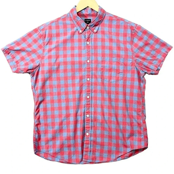 J.Crew Button Front Checkered Short Sleeve Shirt - Picture 1 of 4